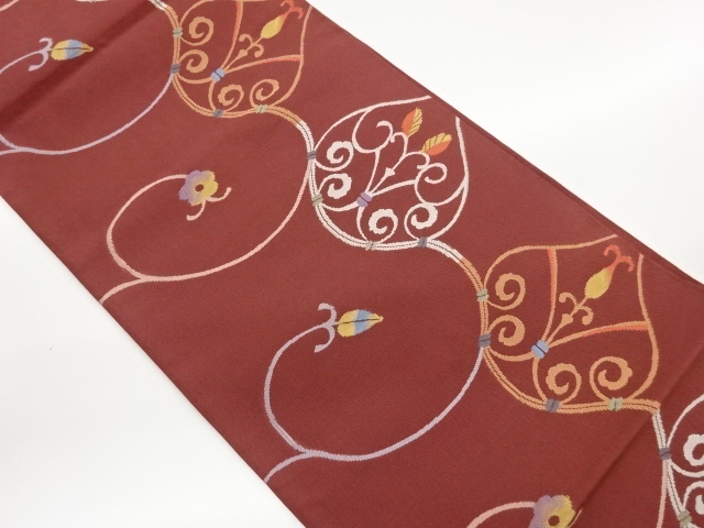 JAPANESE KIMONO / FLOWER ARABESQUE PATTERN WEAVING FUKURO OBI